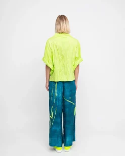 Ozai N Ku Crinkle Funnel Shirt, Lime