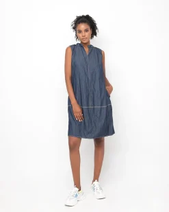 Ozai N Ku Crinkle Shift Dress, Denim
