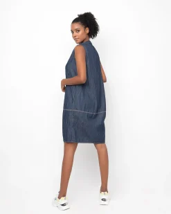 Ozai N Ku Crinkle Shift Dress, Denim