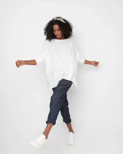 Ozai N Ku Crinkle Stitch Capri Pants, Denim