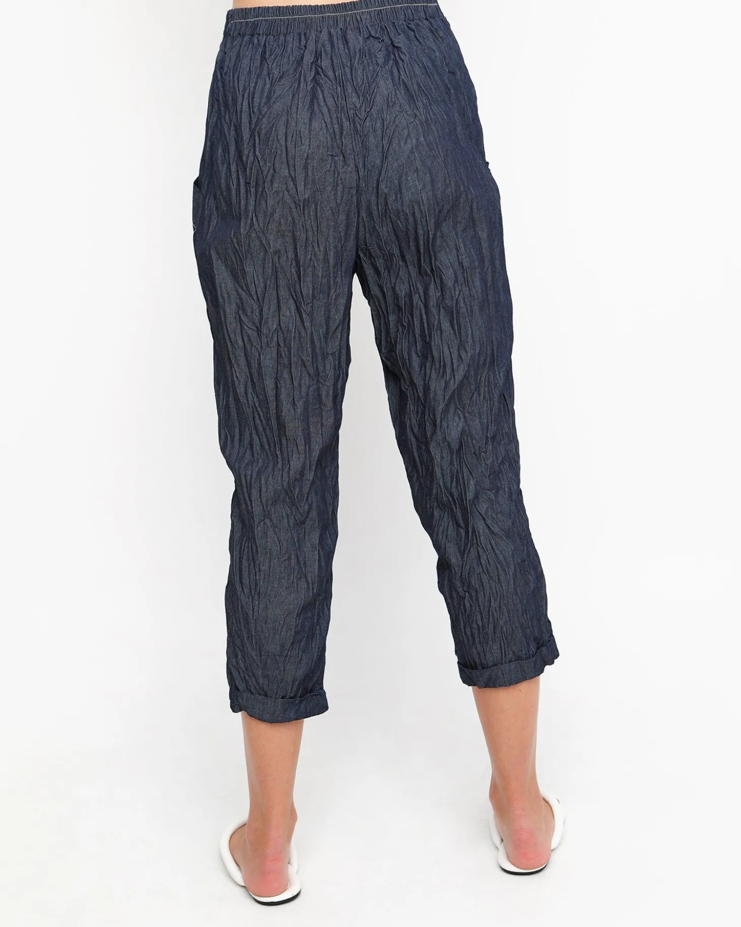 Ozai N Ku Crinkle Stitch Capri Pants, Denim