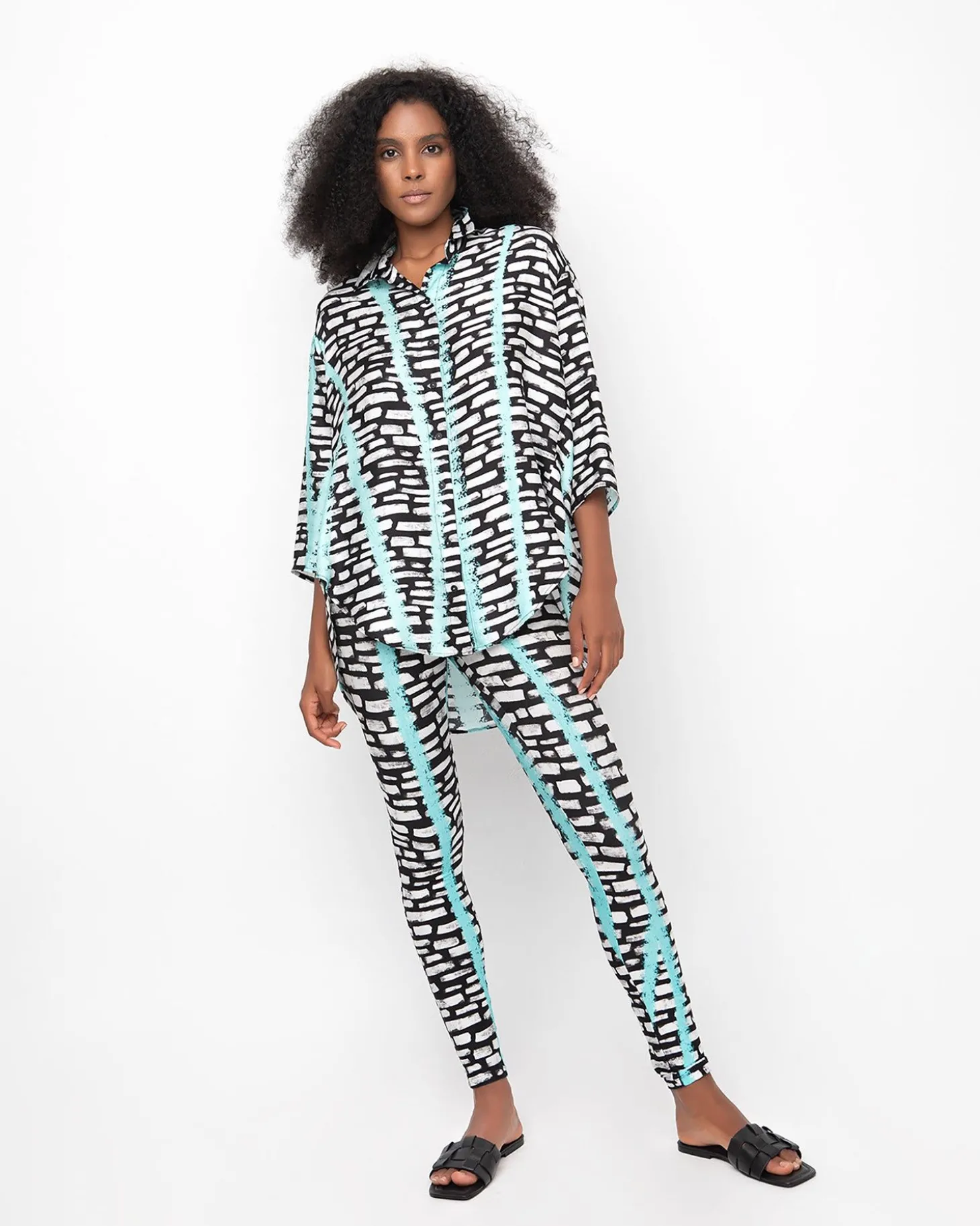 Ozai N Ku Helen Button Down Shirt, Jet Blue