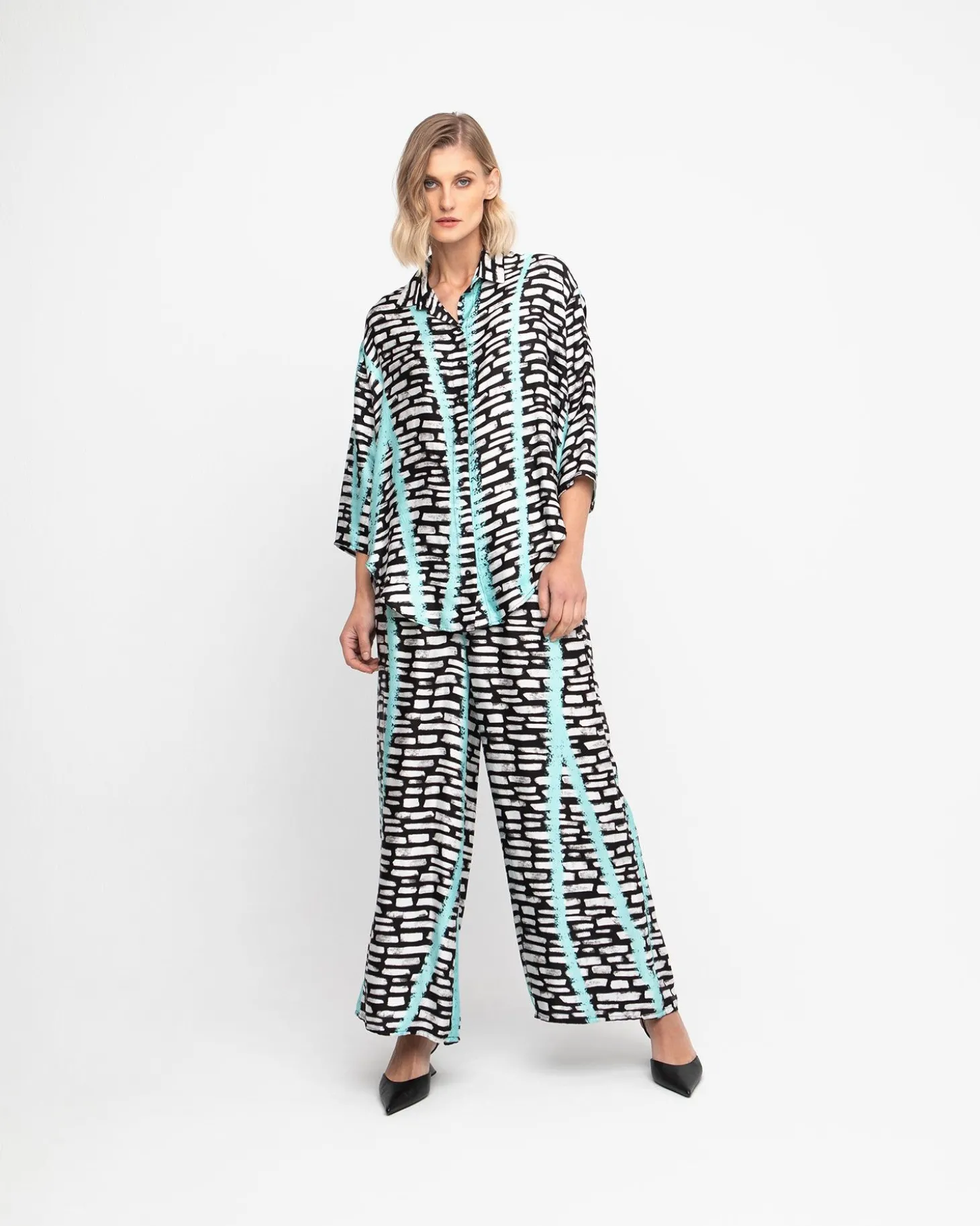 Ozai N Ku Helen Button Down Shirt, Jet Blue