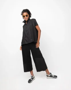 Ozai N Ku Pleated Boxy Shirt, Black