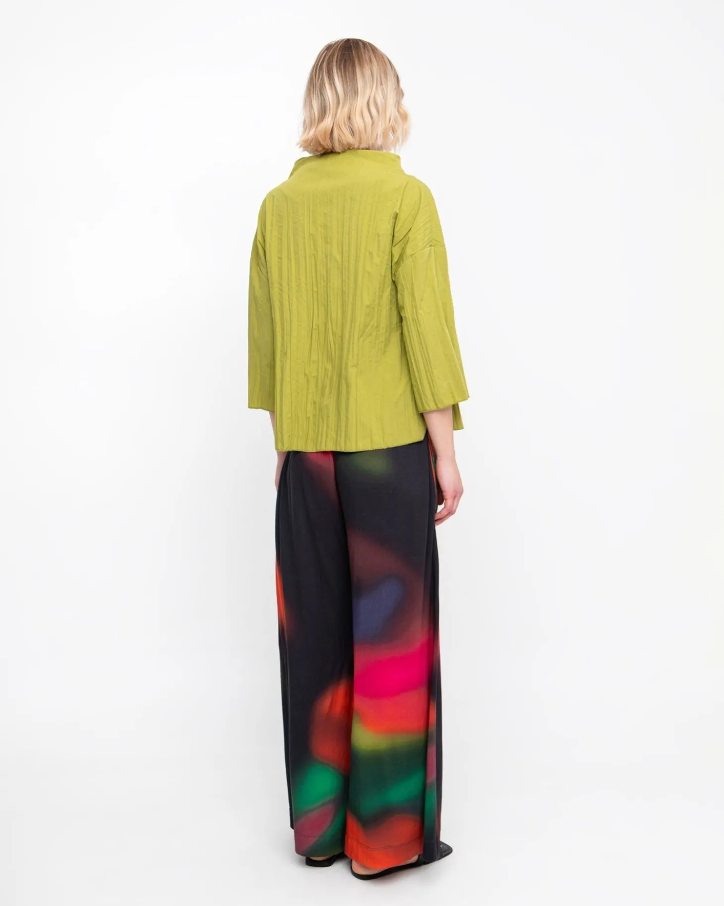 Ozai N Ku Pleated Crinkle Funnel Top, Olive