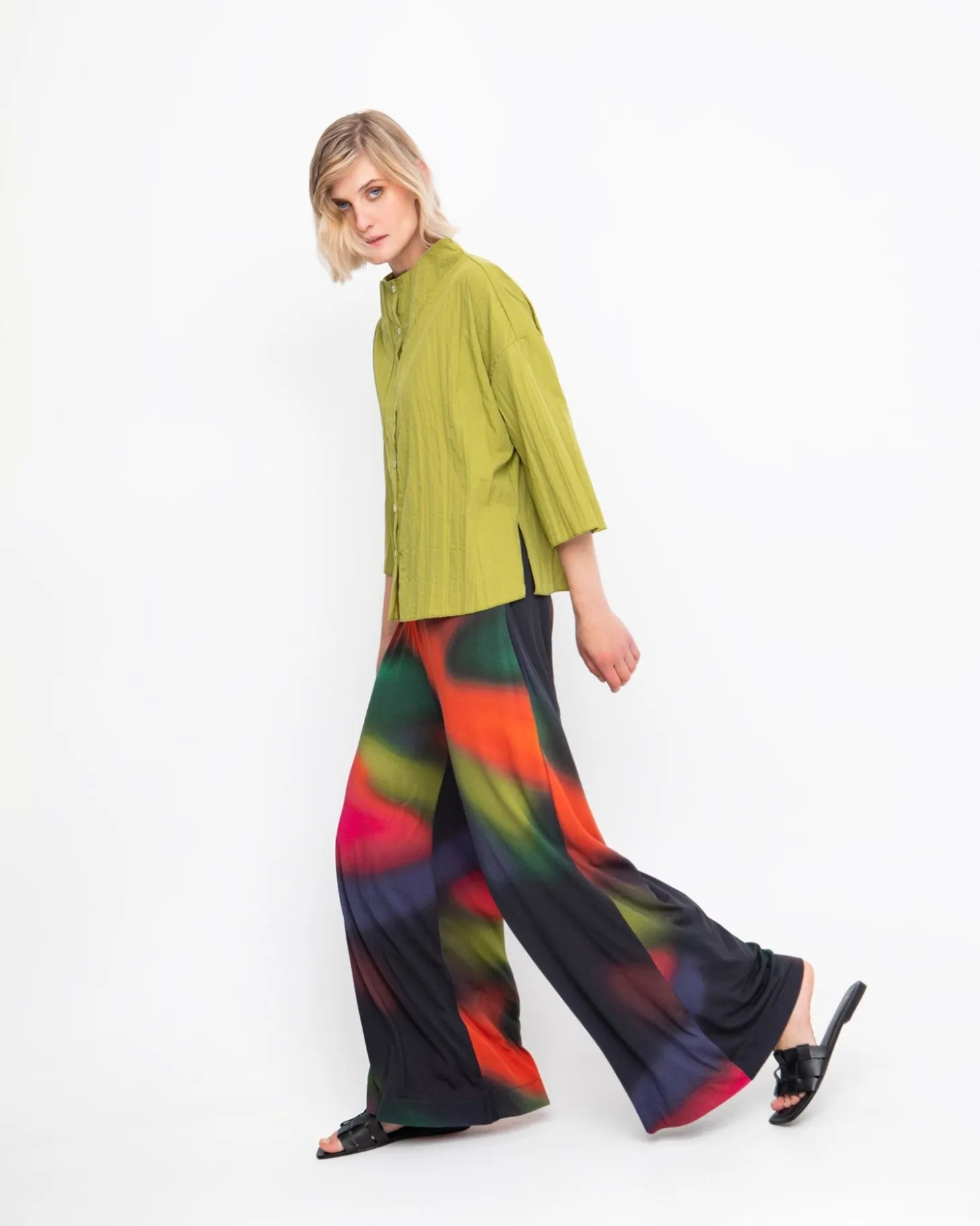 Ozai N Ku Pleated Crinkle Funnel Top, Olive