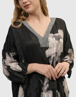 Paige Crinkle Caftan Tunic Dress, Roses