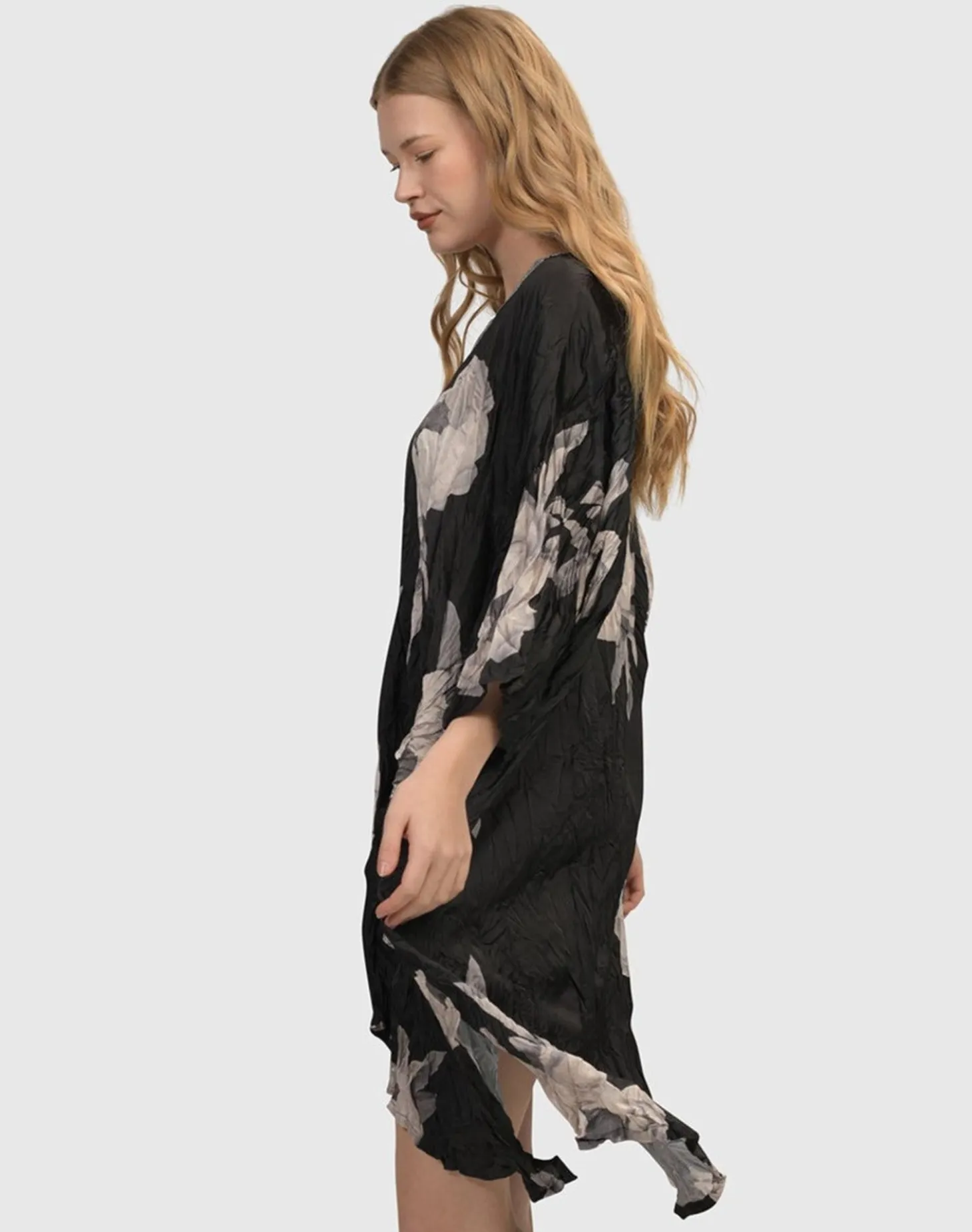 Paige Crinkle Caftan Tunic Dress, Roses