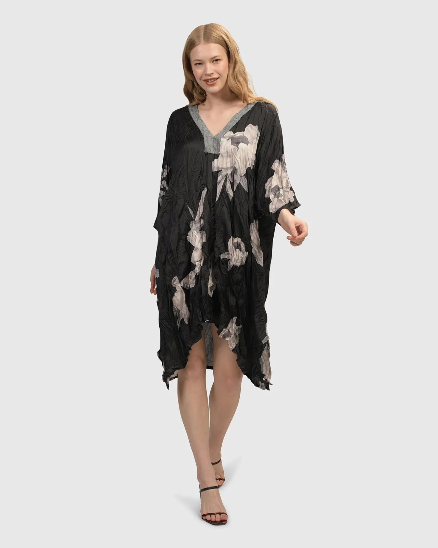 Paige Crinkle Caftan Tunic Dress, Roses