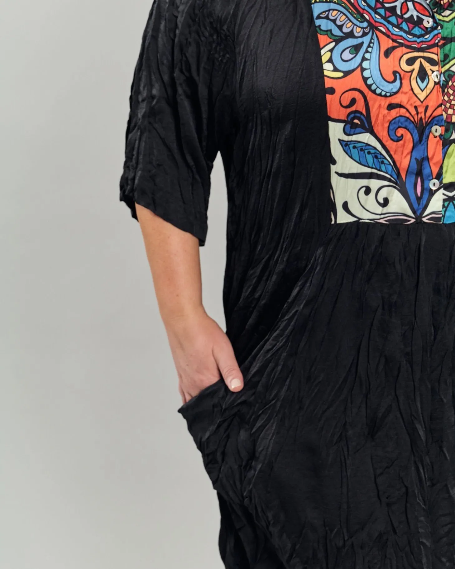 Paisley Bib Crinkle Maxi Dress, Multip