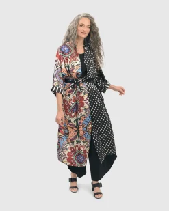 Paisley Dot Long Kimono Jacket, Multi