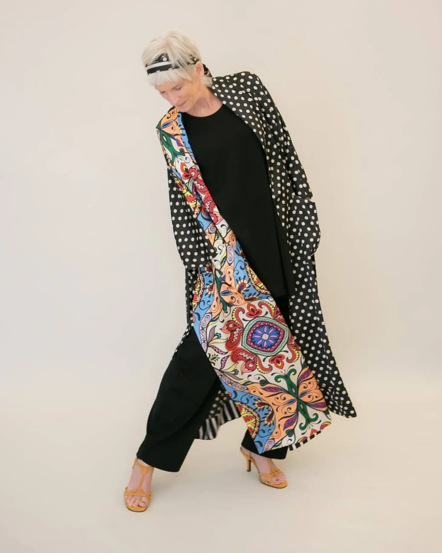 Paisley Dot Long Kimono Jacket, Multi