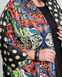Paisley Dot Long Kimono Jacket, Multip
