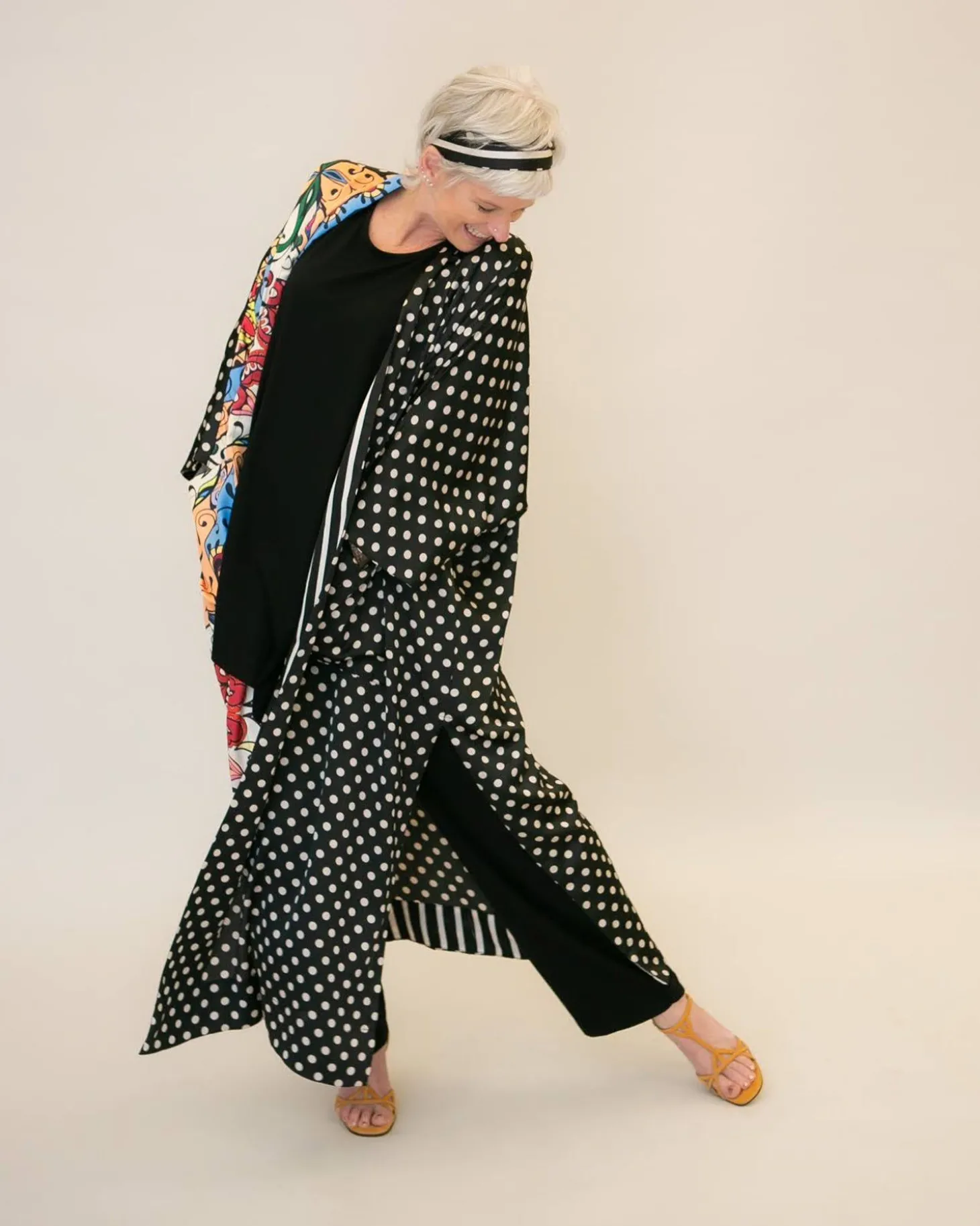 Paisley Dot Long Kimono Jacket, Multi