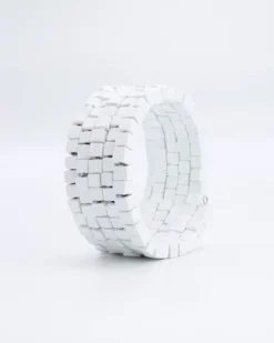 Pashmina Wooden Beads Snake Bracelet, White