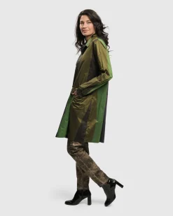 Patio Stones Button Down Tunic Top, Forest