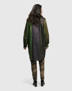 Patio Stones Button Down Tunic Top, Forest