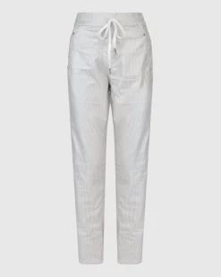 Pinstripe Iconic Stretch Jeans, Silver/White