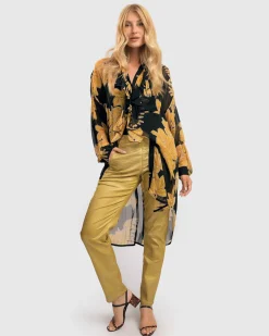 Pinstripe Iconic Stretch Jeans, Gold