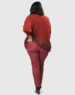 Pinstripe Iconic Stretch Jeans, Wine
