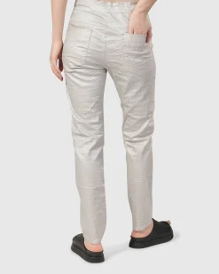 Pinstripe Iconic Stretch Jeans, Pearl/White