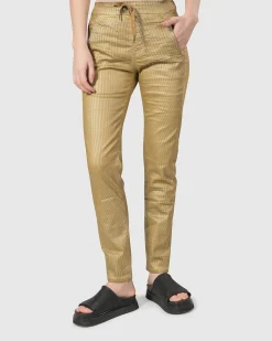 Pinstripe Iconic Stretch Jeans, Gold