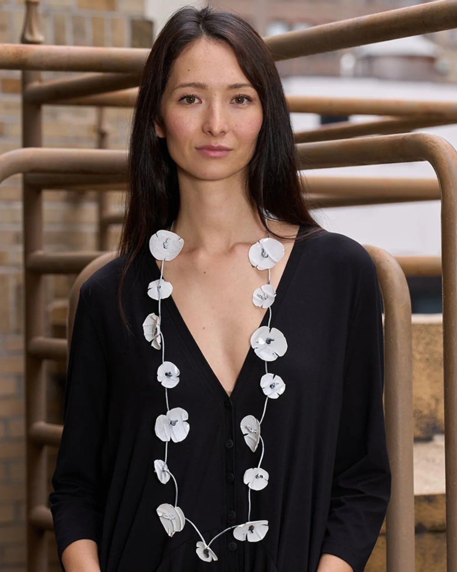 Poppy Flower Necklace, White