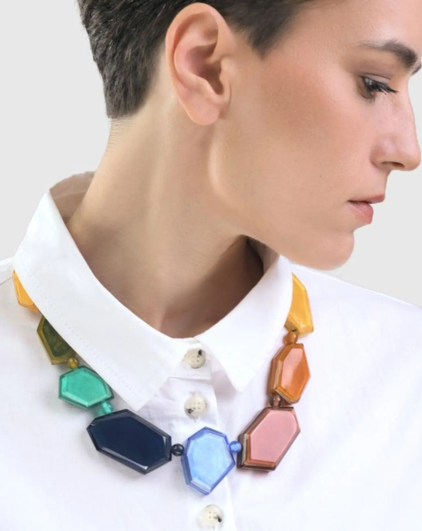Rainbow Faceted Bead Necklace, Multi
