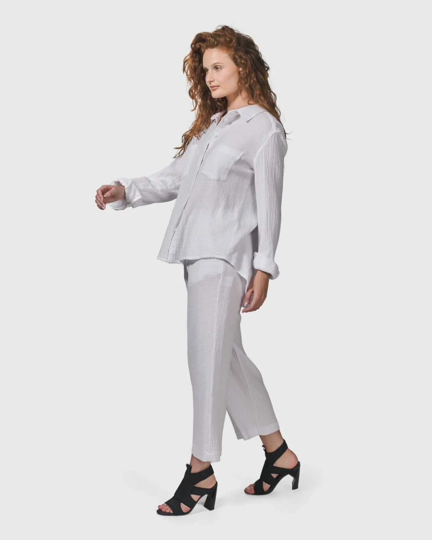 Recreation Button Down Top, White
