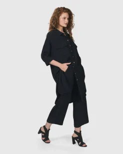 Recreation Shirt Dress, Black