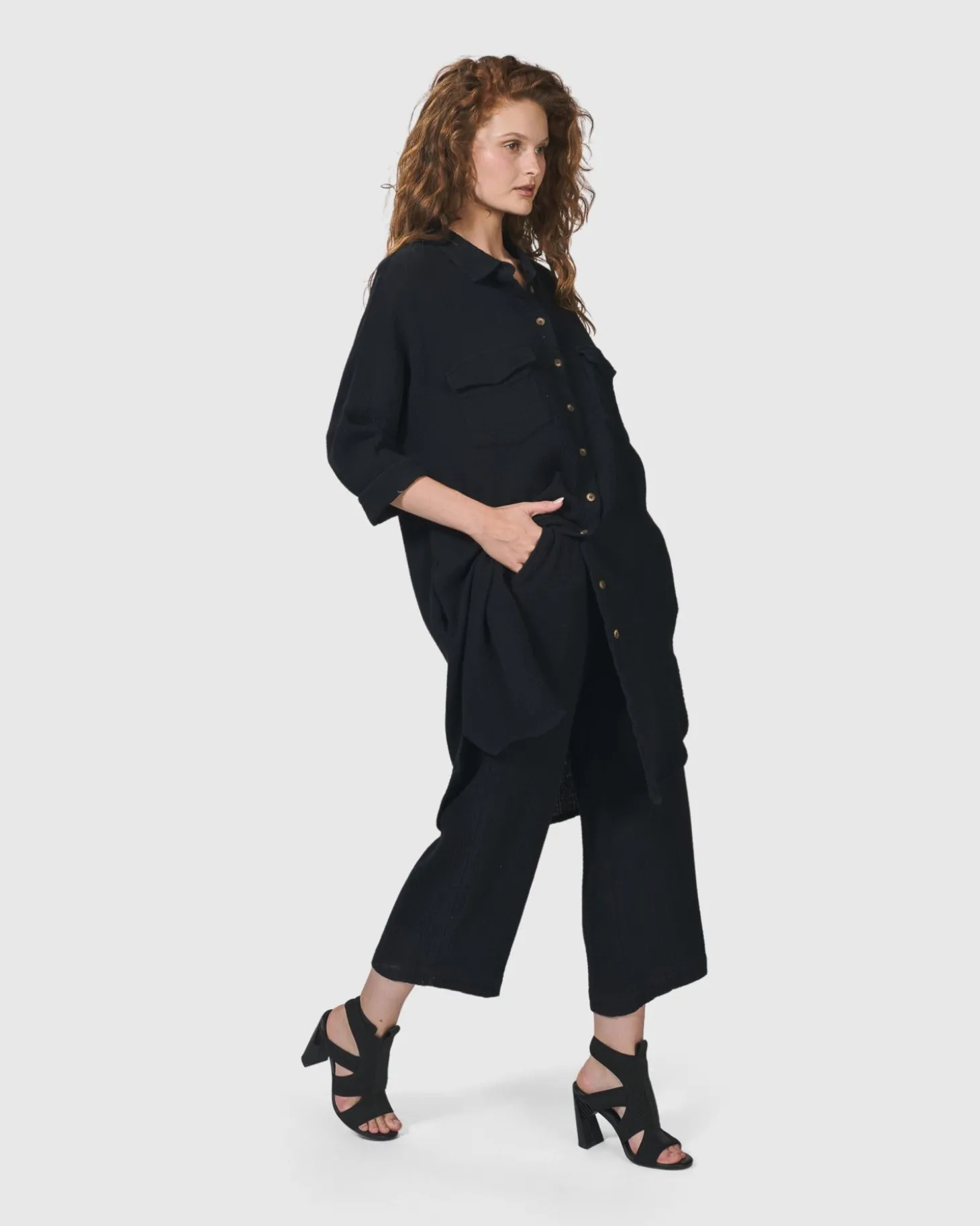 Recreation Shirt Dress, Black