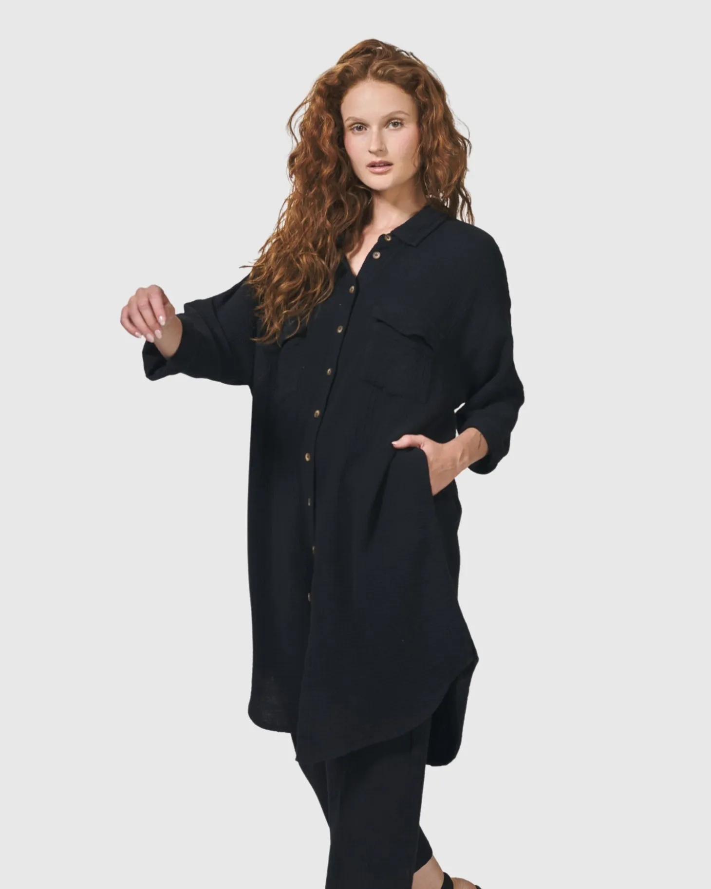 Recreation Shirt Dress, Black