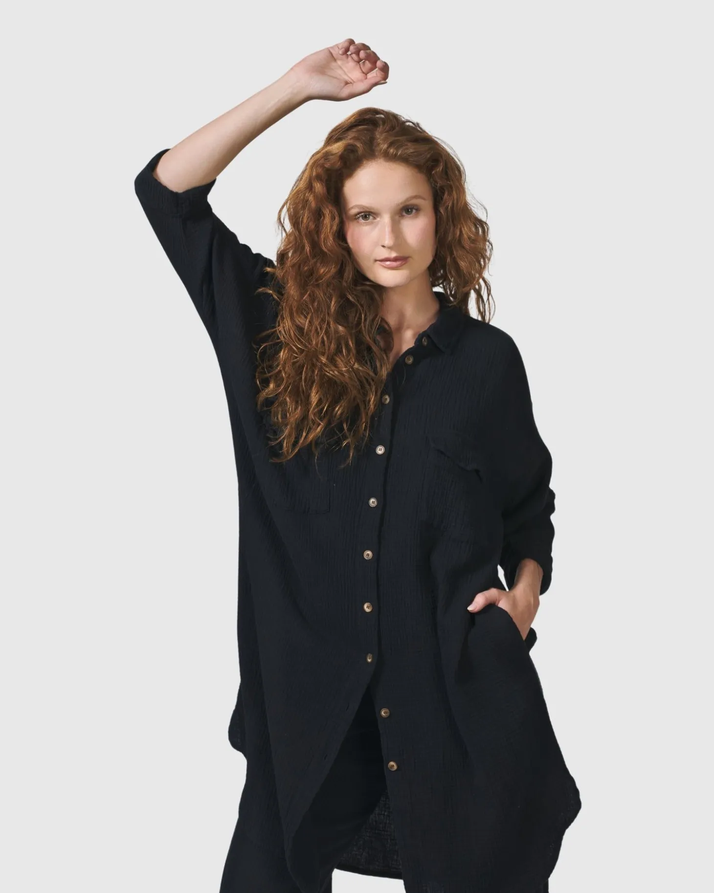 Recreation Shirt Dress, Black