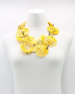 Recycled Bottle Painted Necklace, Yellow