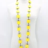 Recycled Wood Square Beads Necklace, Yellow