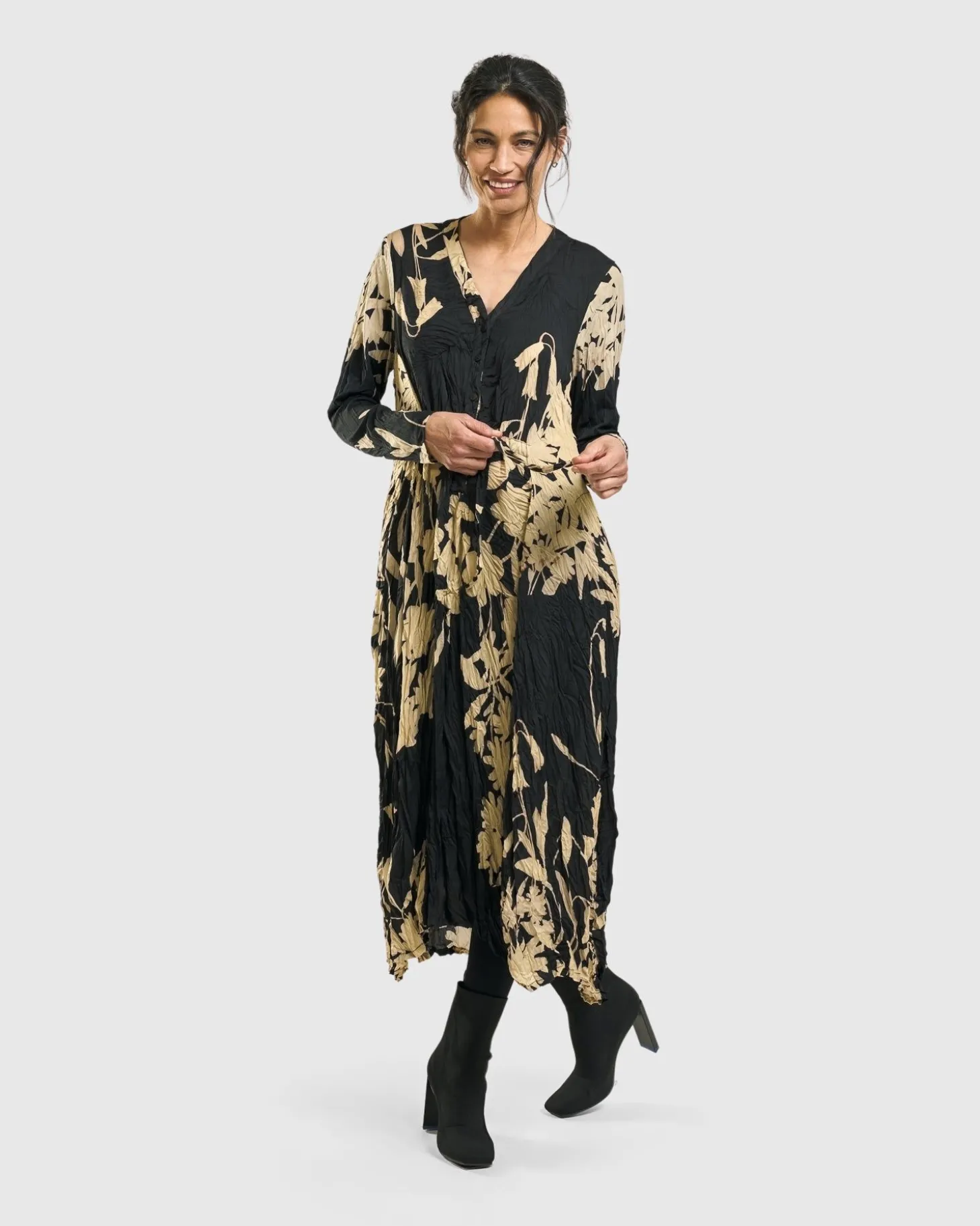 Rosemary Crinkle Tie Dress, Floral