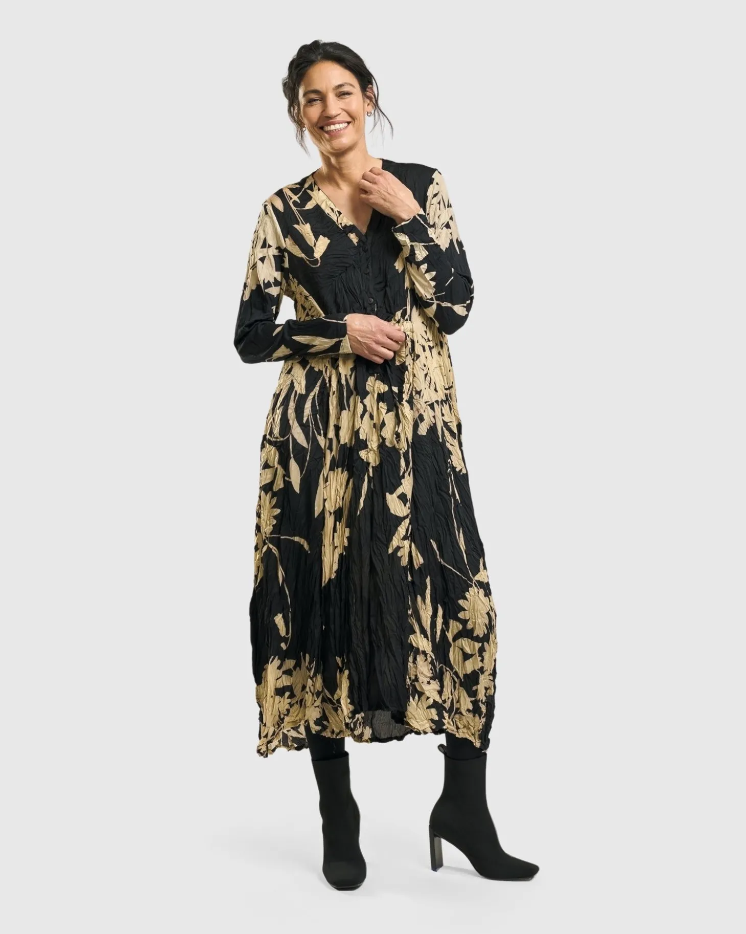 Rosemary Crinkle Tie Dress, Floral