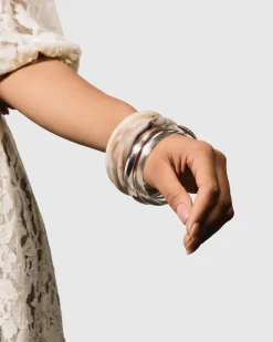 Rounded Bangle Bracelet, Oat