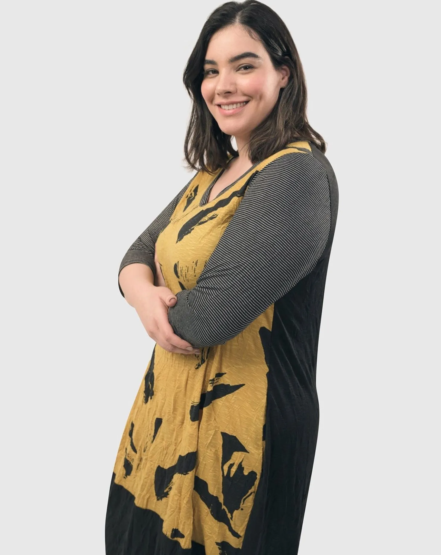 Ru Crinkle Cocoon Dress, Yellow