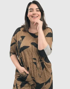 Ru Crinkle Dolman Top, Sepia