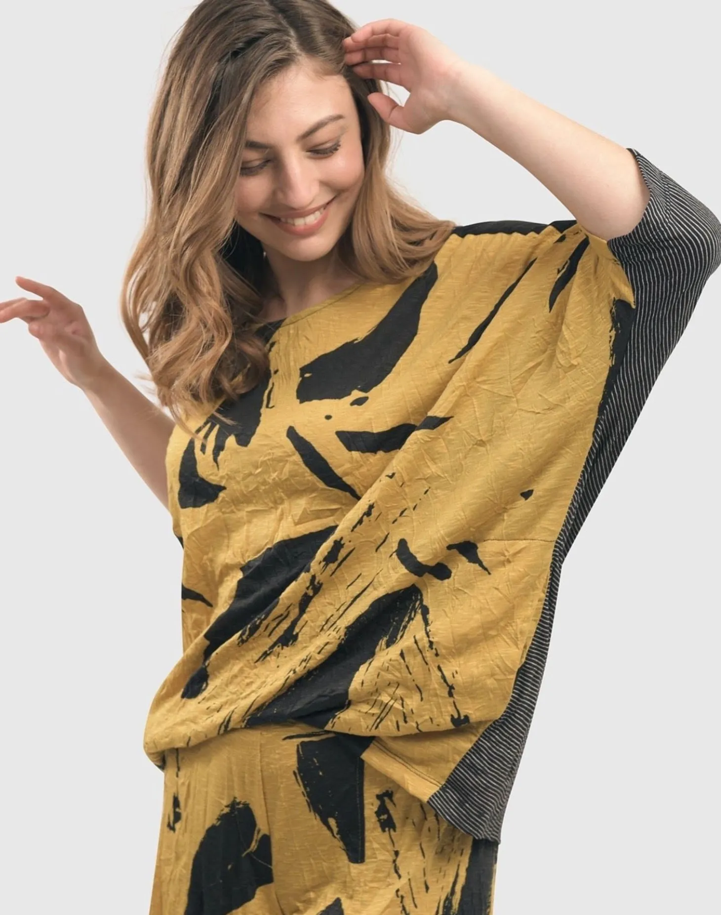 Ru Crinkle Dolman Top, Yellow