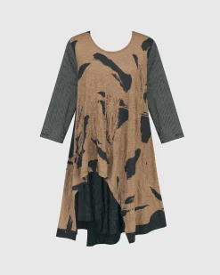 Ru Hi-Lo Crinkle Tunic Top, Sepia