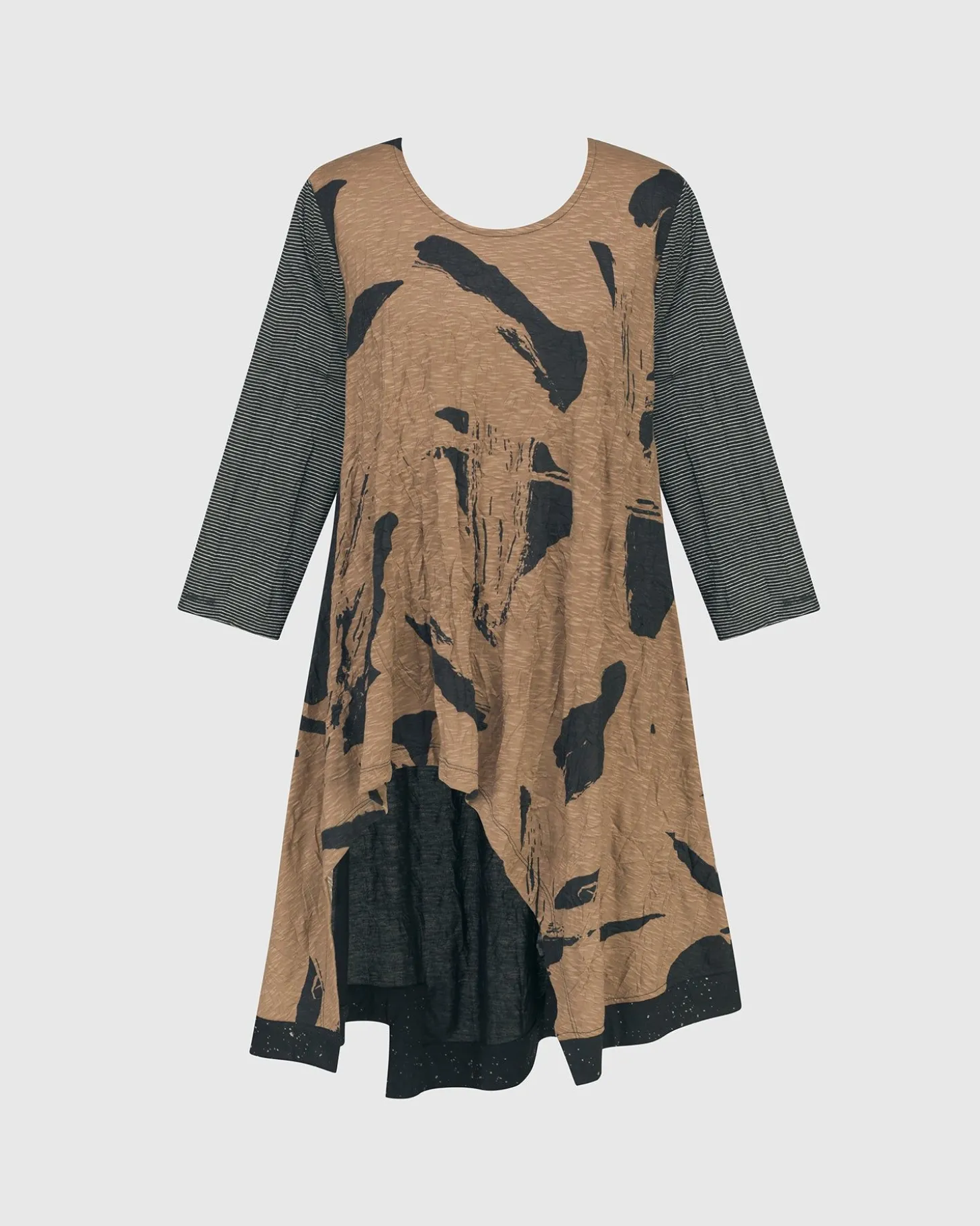 Ru Hi-Lo Crinkle Tunic Top, Sepia