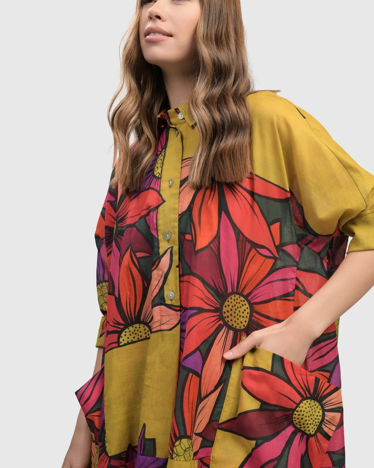 Saffron Shirt Dress, Bouquet