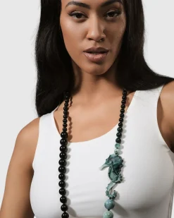 Seahorse Bead Necklace, Sea Green