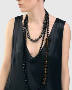 Seahorse Bead Necklace, Tortoise/Black