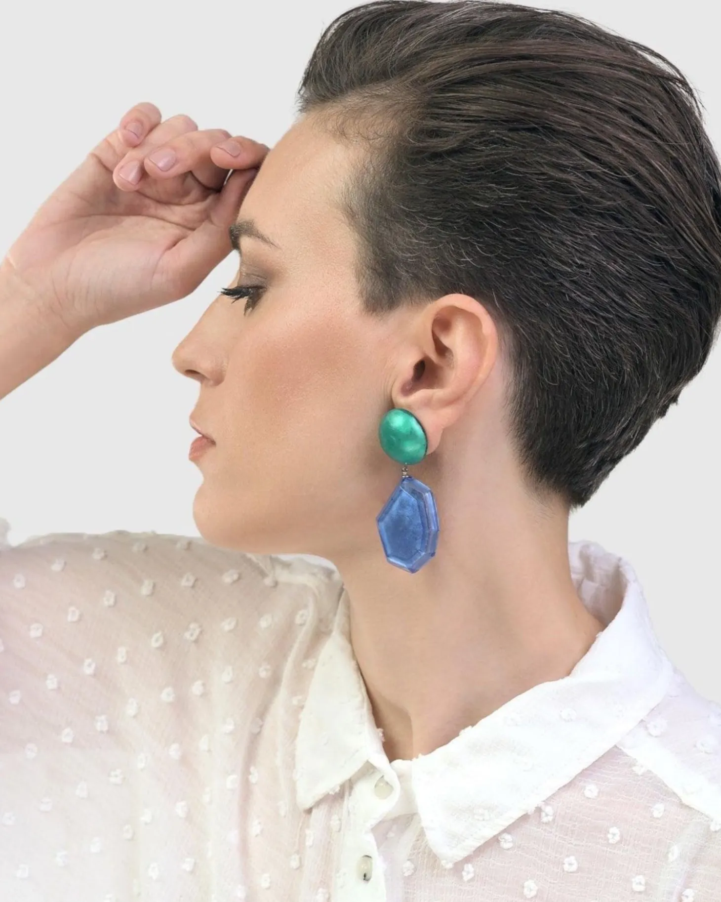 Sea & Sky Drop Earrings, Green/Blue