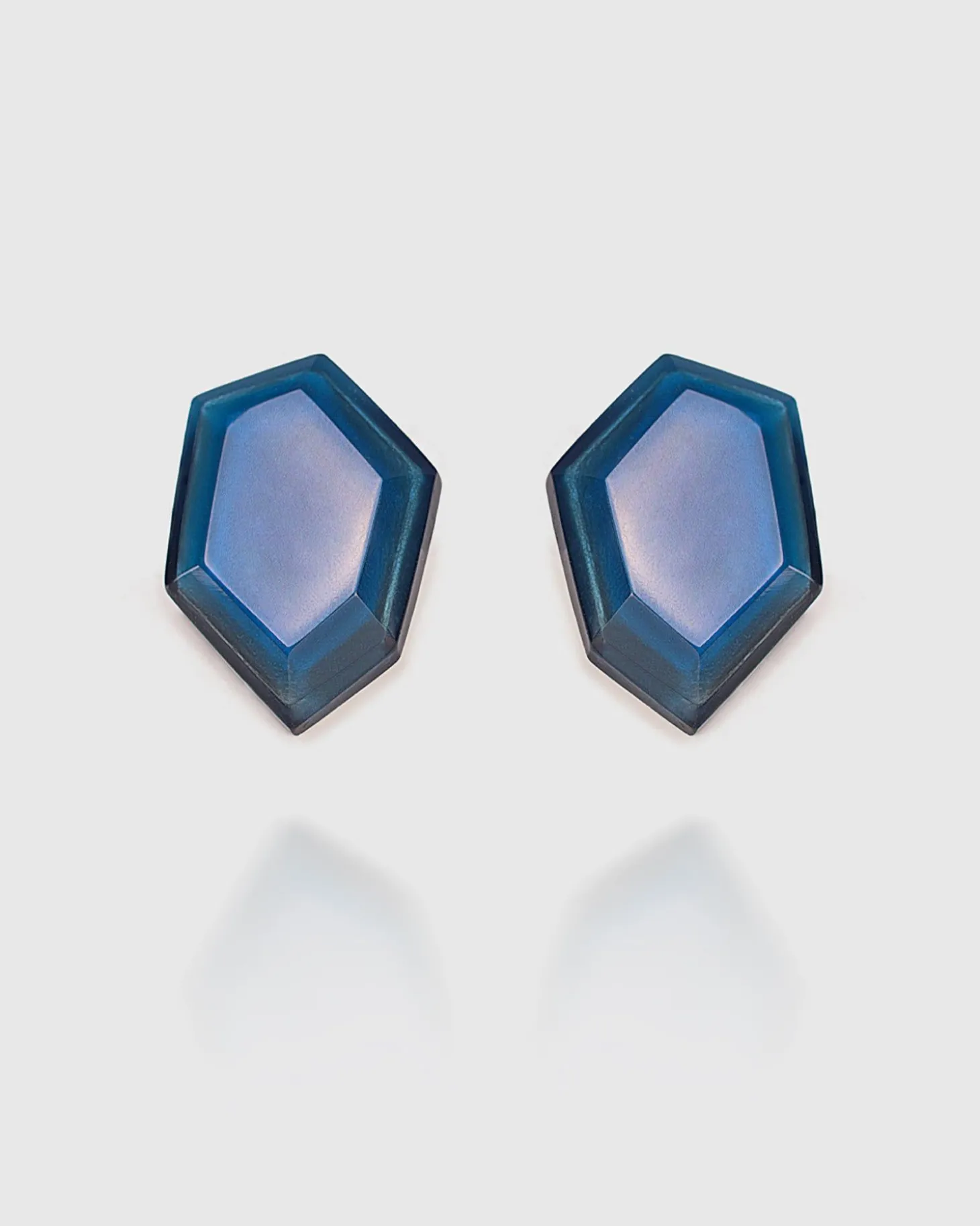 Sky Faceted Clip Earrings, Blue