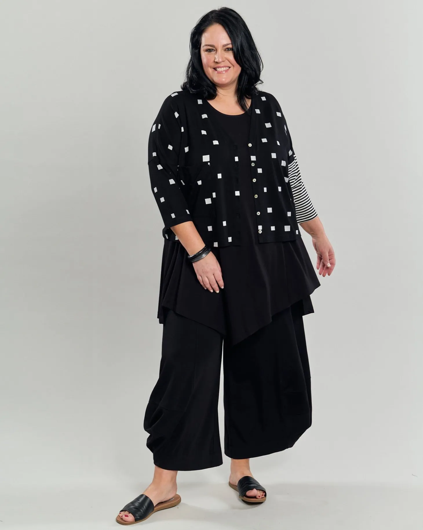 Skylar Crop Cardigan, Squares