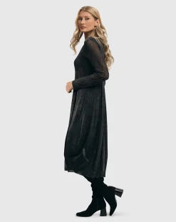 Soft Chiffon Cocoon Dress, Pewter
